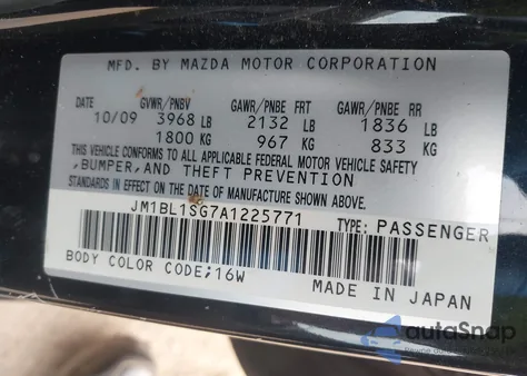 2010 Mazda Mazda3 I Touring from USA, damaged, VIN JM1BL1SG7A1225771